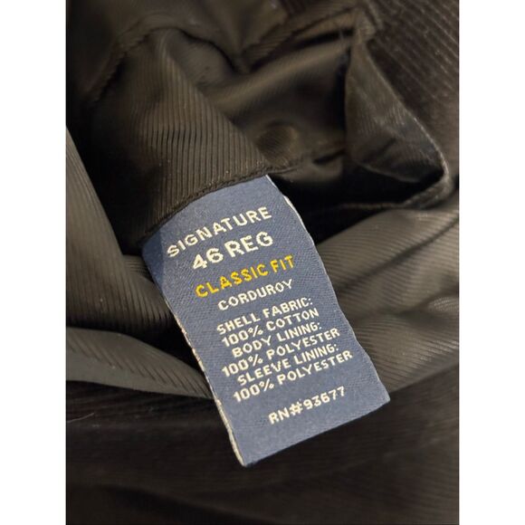 Stafford classic fit black corduroy sports coat suit jacket size 46R - Picture 11 of 12